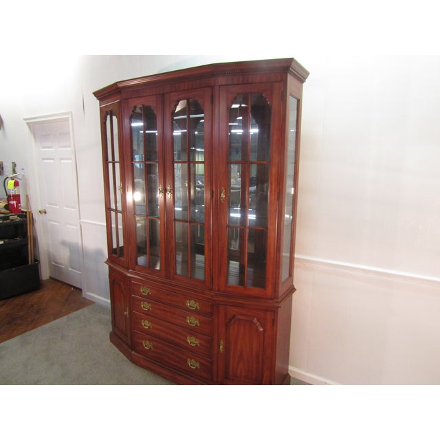 Traditional Henkel Harris Solid Cherry Two Piece China Cabinet For Sale - Image 3 of 10