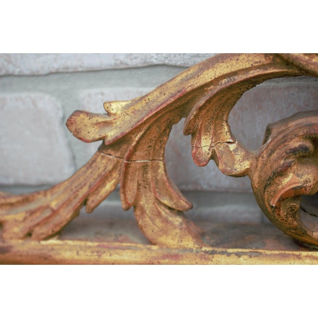 Vintage Italian Ornate Carved Gold Leaf Wall Mirror For Sale - Image 4 of 9