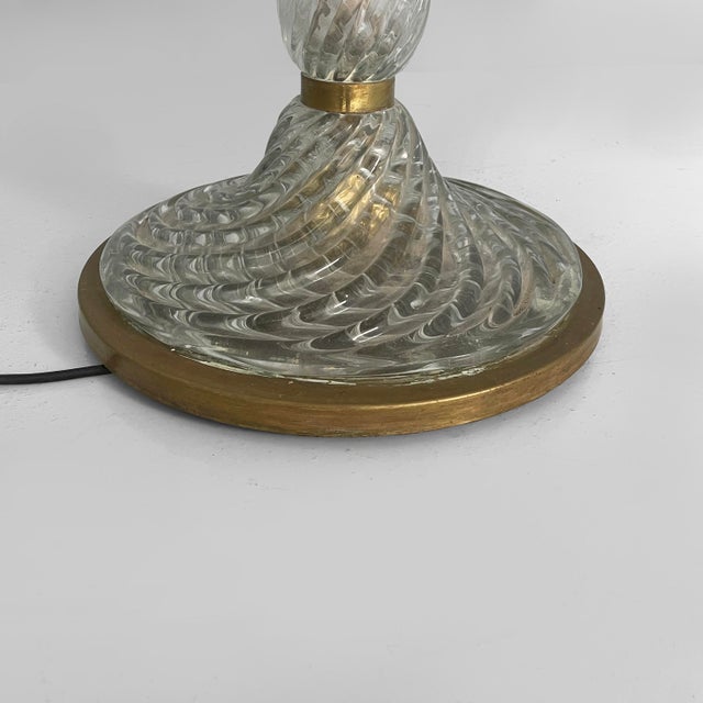 Italian Art Deco Glass and Brass Floor Lamp attributed to Carlo Scarpa for Venini, 1930s For Sale - Image 12 of 14