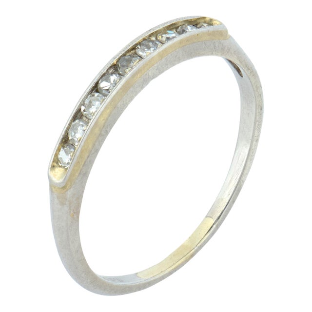 1930s Art Deco Diamond Platinum Band, Size 5.5 For Sale