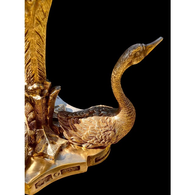 Antique French Napoleon III Gilt Bronze Swan Centerpiece Pleated Glass Plateau For Sale - Image 14 of 14