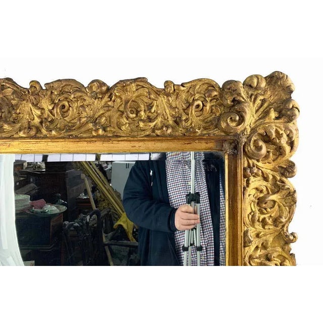 Large 19th Century Carved Giltwood Mirror For Sale - Image 3 of 7
