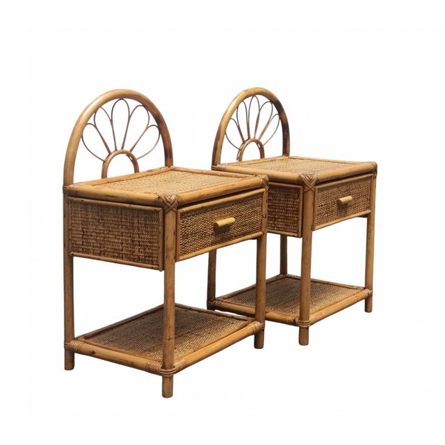 Mid-Century Modern Nighstands in Rattan and Bamboo from Dal Vera, 1960s, Set of 2 For Sale - Image 3 of 6