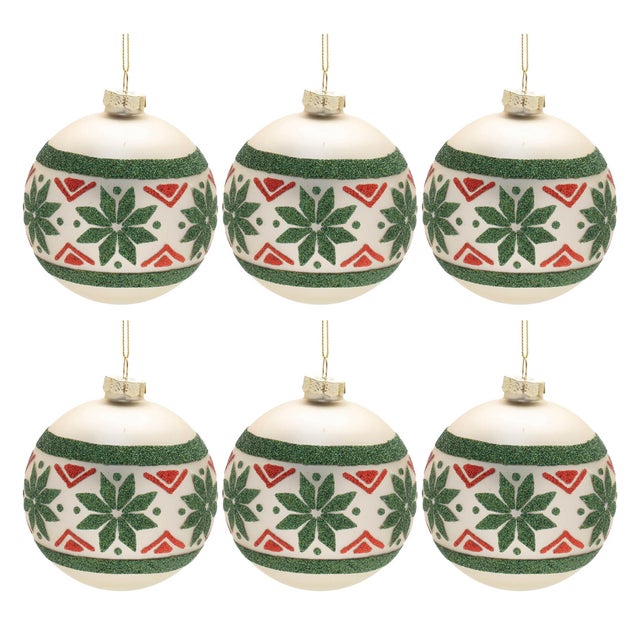 Contemporary Nordic Glass Ball Ornament (Set of 6) For Sale - Image 3 of 3