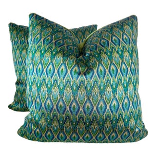 Schumacher "Lorikeet Embroidery" 22" Pillows-a Pair For Sale