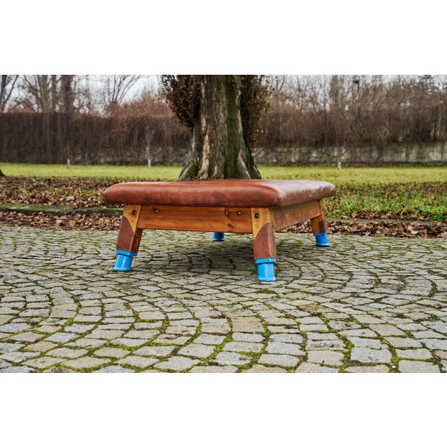 Industrial Large Gym Table in Leather, 1930 For Sale - Image 3 of 10