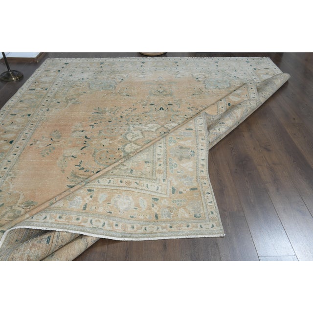 Orange 1970s Vintage Persian Handmade Wool Cotton Orange Area Rug For Sale - Image 8 of 11