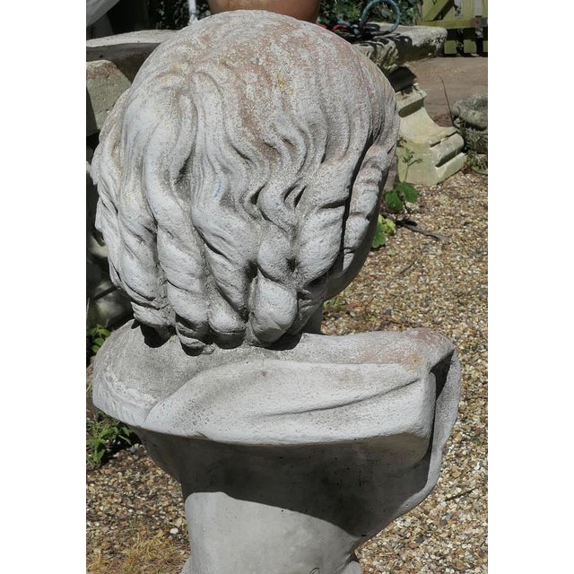 Garden Statue Head and Shoulder Bust of a Young Girl, 1950 For Sale - Image 6 of 7