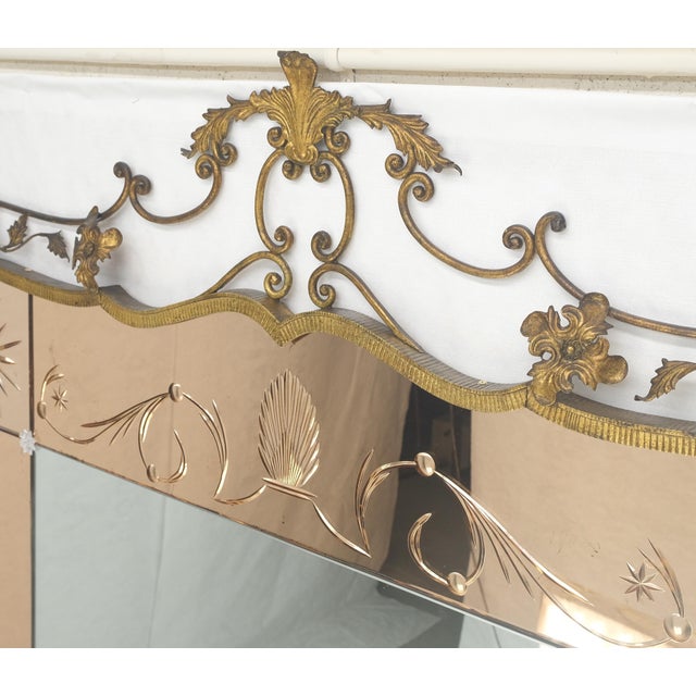 Large Standing 9' Tall Forged Gold Gilt Metal Leafs & Flowers Mirror CLEAN! For Sale - Image 11 of 14