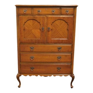 American Furniture Co. Solid Walnut Country French Provincial 38" Door Chest 401 For Sale