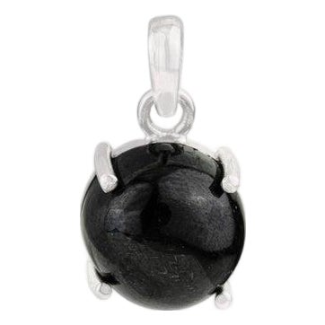 Petite Solitaire Black Star Pendant in Sterling Silver For Sale