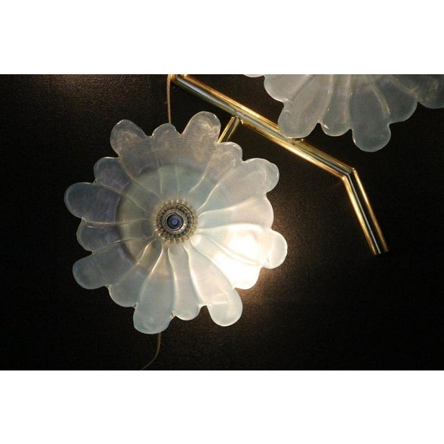 Large Iridescent Blue Murano Glass Flower Sconces, 1980s, Set of 2 For Sale - Image 14 of 18