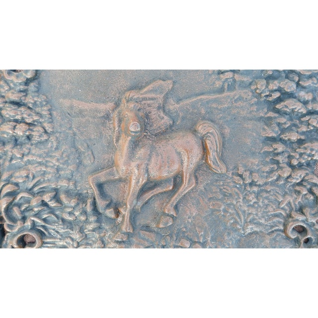 Vintage Cast Iron Horse Themed Fireback For Sale - Image 11 of 12