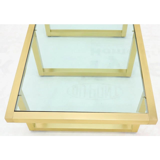 1970s Brass Frame Shape Base Glass Top Rectangular Coffee Table For Sale - Image 9 of 11