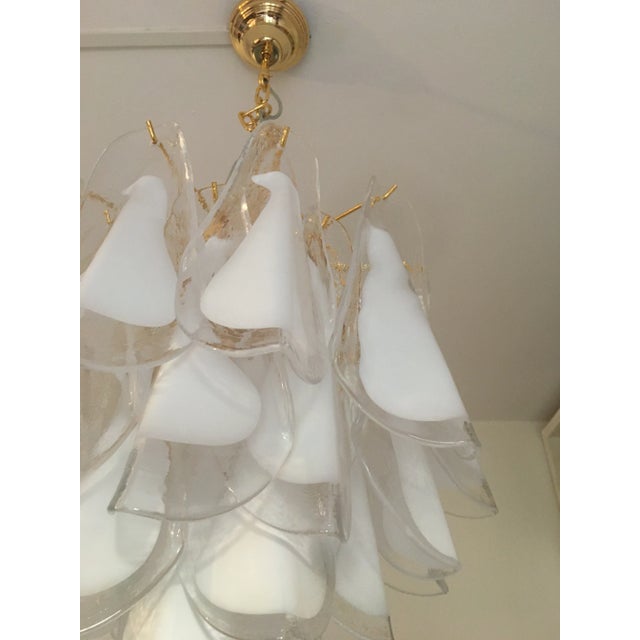 White Italian White Murano Glass Sputnik Metal Frame Chandelier For Sale - Image 8 of 13
