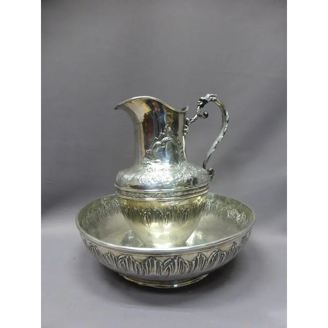 19th-Century Silver-Plated Ewer and Basin, Set of 2 For Sale - Image 12 of 12