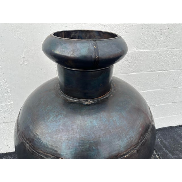Late 20th Century Vintage Monumental India Iron Pot For Sale - Image 5 of 12