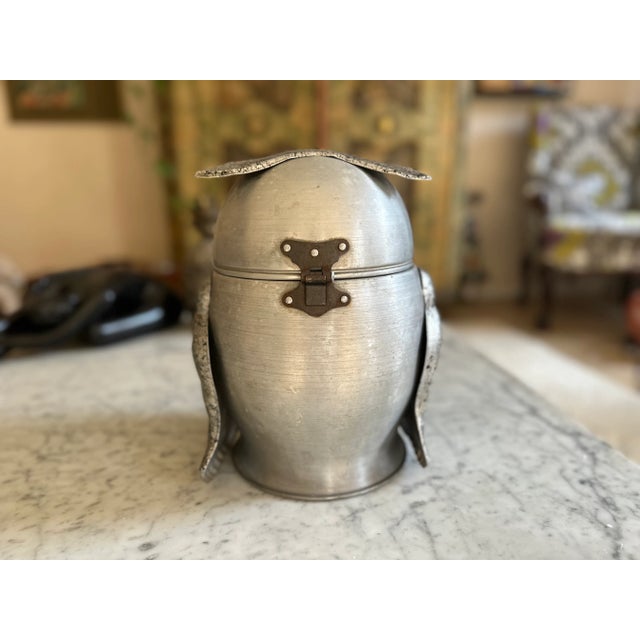 Metal Large Mid-Century Modern Brutalist Italian Owl Ice Bucket, 1960s For Sale - Image 7 of 18