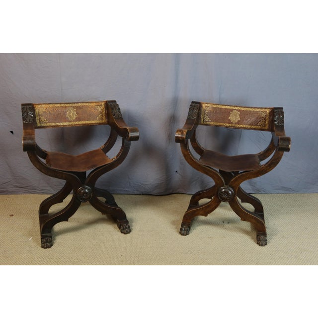 Antique Curule Armchairs, 1800s, Set of 2 For Sale - Image 15 of 15