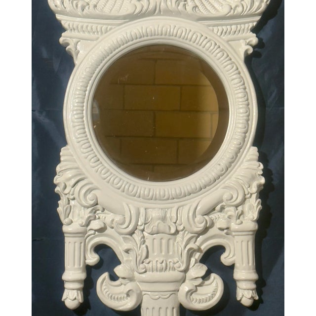 Dorothy Draper Vintage Palm Beach Regency Gloss White French Rococo Revival Wall Mirror in Gampel-Stoll Style - Newly Painted For Sale - Image 4 of 12