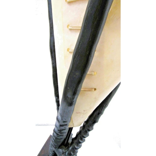 Vintage Large Italian Gemsbok Horn Triangle Base Cone Shade Table Lamp For Sale - Image 9 of 12