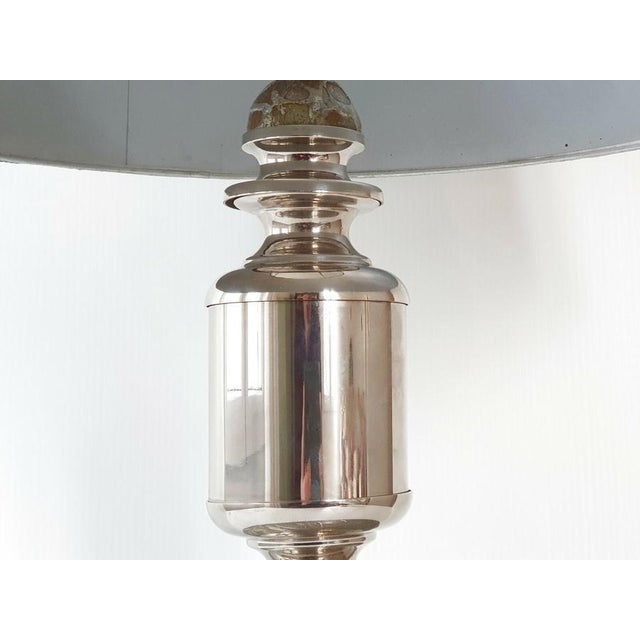 1970s Space Age Table Lamp in Steel with Relief and Moire Reflections, 1970s For Sale - Image 5 of 12