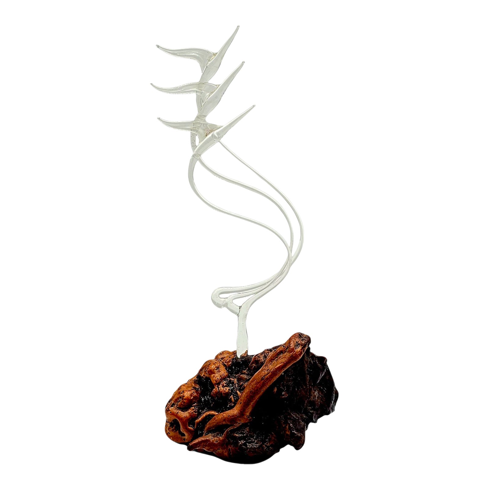 Crystal Pyrex Crane Trio Sculpture on Burl Wood Base – Hawaiian Art ...