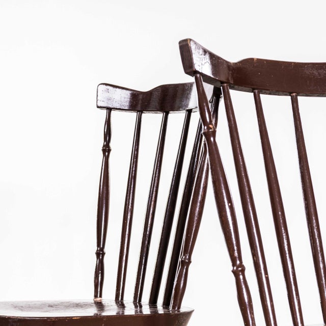 Dark Turned Spindle Back Dining Chairs, 1950s, Set of 4 For Sale - Image 4 of 9