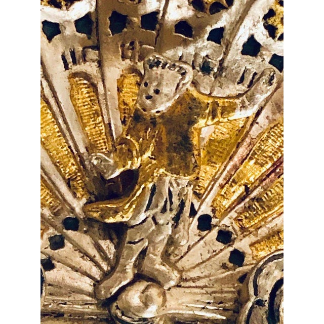 Silver and Gold Leaf Decorator Wall Mirror Having a Web Design and Dancing Bear For Sale - Image 4 of 13