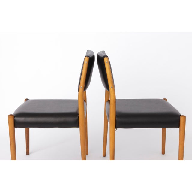 Mid-Century German Beechwood Chairs with Black Faux Leather Seats, 1970s, Set of 2 For Sale - Image 6 of 9