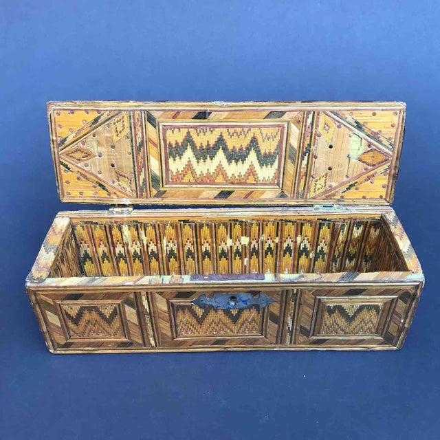 Antique Woven Straw Box For Sale - Image 3 of 7