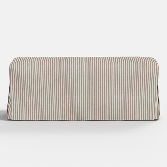 Spritely Home Slipcover for Stoffer Home x Cloth & Company for Lindy Slipcover Dining Bench in Jane Stripe Mauve For Sale - Image 4 of 6