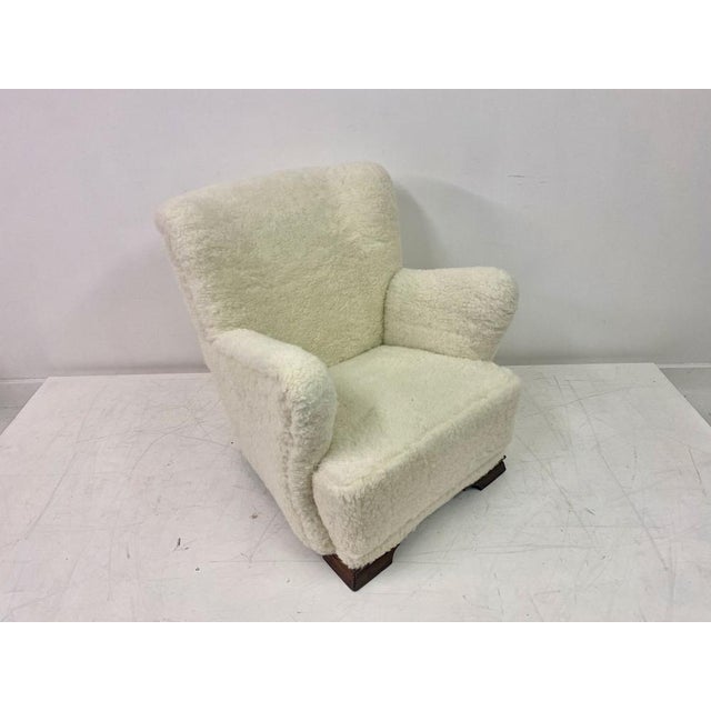 Textile Danish Lamb's Wool Armchair, 1950s For Sale - Image 7 of 14