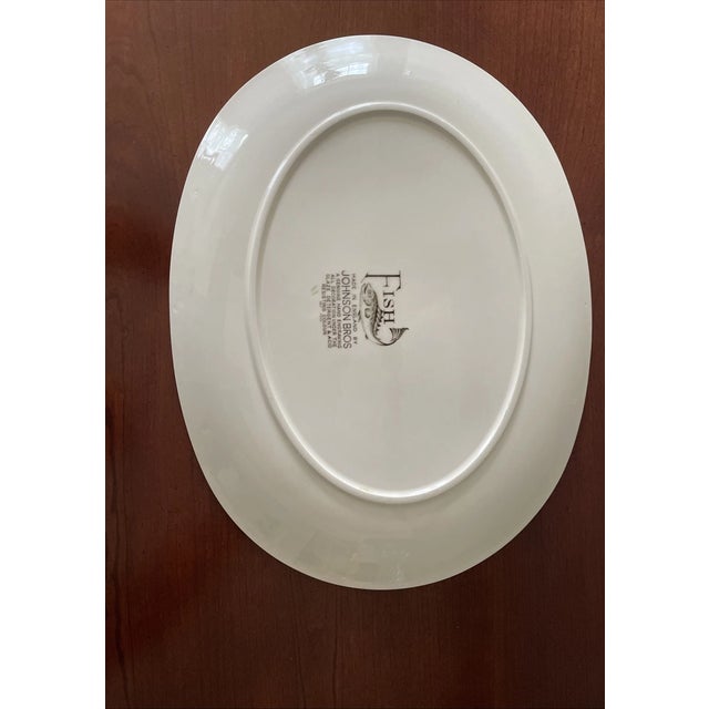 Mid-Century Modern Vintage Johnson Brothers Fish Platter 16" Oval Serving Plate For Sale - Image 3 of 6