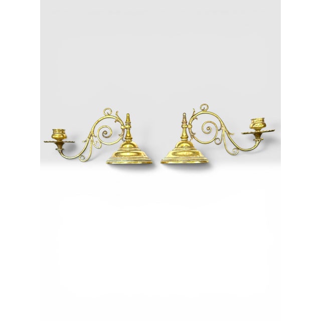 Metal Pair of English 19th Century Brass Piano Candleholders Signed Wt&s For Sale - Image 7 of 14