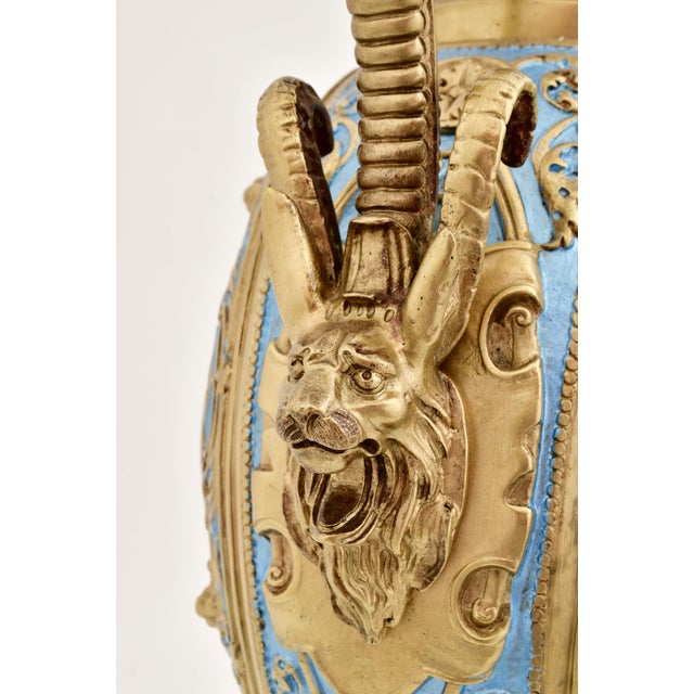 Antique French Gilt Bronze and Enamel Porcelain Urn-Form Clock, Mid 19th Century For Sale - Image 10 of 12