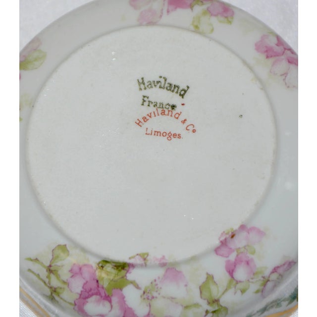 Pair of Haviland & Co. Limoges France Cream Soup Bowl and Saucer Apple Blossom For Sale - Image 9 of 11