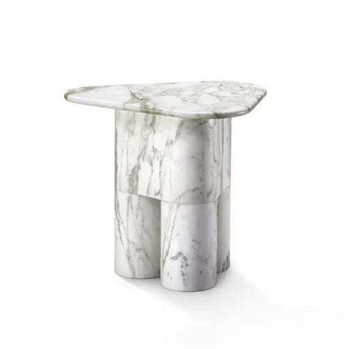 Contemporary Small Tria White Marble Side Table by Lorenza Bozzoli For Sale - Image 3 of 4