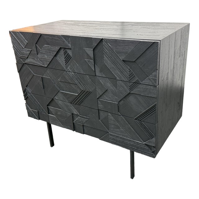 Alain Van Havre for Ethnicraft Graphic Chest of Drawers, Black Teak For Sale