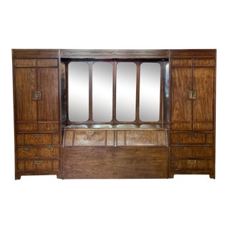 Vintage Thomasville Mystique Collection Chinoiserie Style Solid Oak Modular Headboard & Storage - Set of 6 For Sale