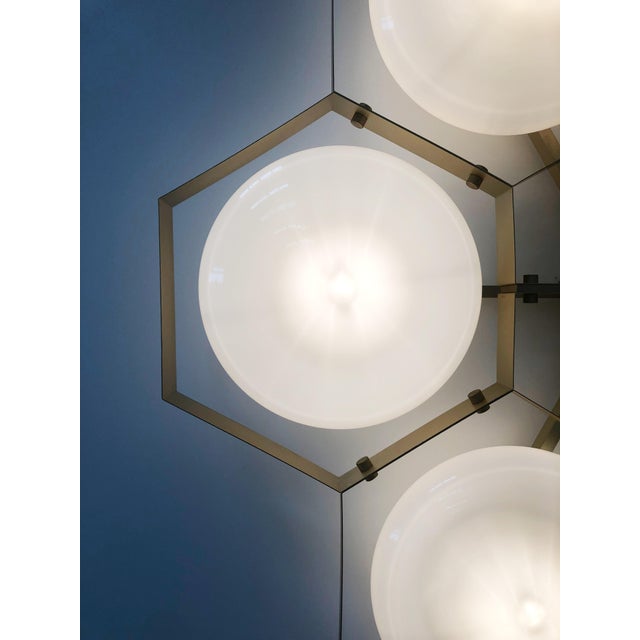 21st Century Hive Satin Brass Glossy Gray Murano Flush Mount by Fabio LTD For Sale - Image 9 of 9