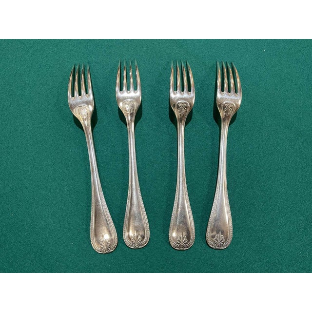 Large Silver-Plated Forks with Malmaison Pattern from Christofle, Set of 4 For Sale - Image 3 of 6
