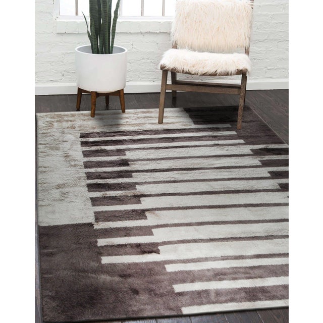 2020s 5x8 Nadia Mira Brown Abstract Modern Hand Knotted Wool Carpet Rug For Sale - Image 5 of 6