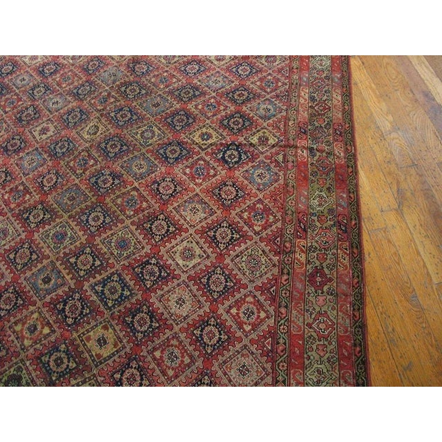 Singular Red Color With Small Dimond Pattern Design Antique W. Persian Senneh Rug For Sale - Image 4 of 4