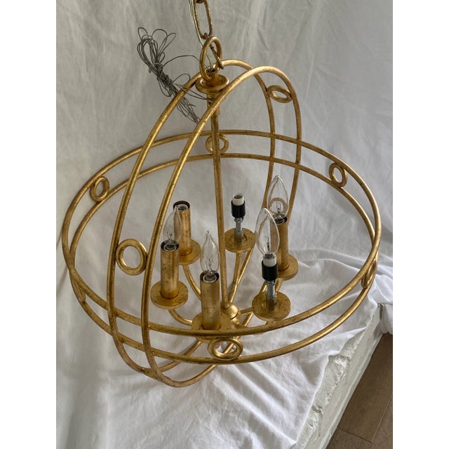 Vintage Indoor Gold Art Deco Style Chandelier For Sale - Image 4 of 7