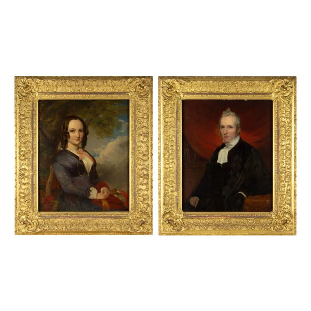 John Stirling, Portraits of Scottish Cleric & His Wife, 1851, Oil Paintings, Set of 2 For Sale
