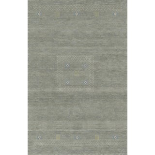 6x9 Freya Gabbeh Gray Solid Geometric Modern Hand Knotted Wool Carpet Rug For Sale