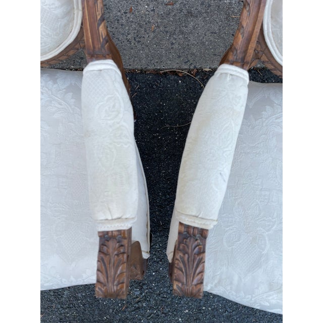 1950s Italian Louis XVI Style Carved Arm Chairs With Roses - a Pair For Sale - Image 4 of 10