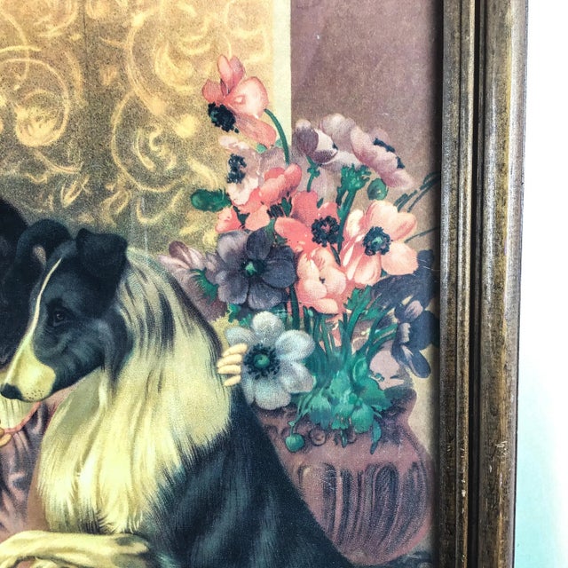 Antique Framed Print Sisters and Collie For Sale - Image 4 of 13