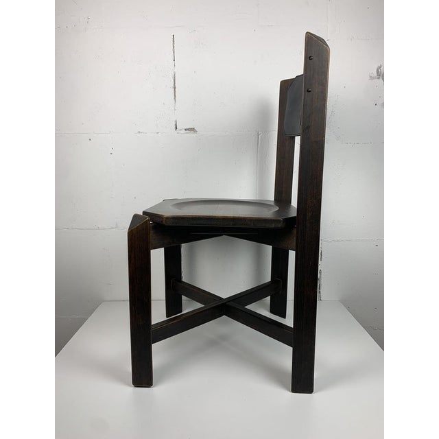 Brutalist Architectural Dining Chairs in Beech Wood, 1970s, Set of 4 For Sale - Image 6 of 18